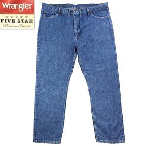 Wrangler Five Star Denim Jeans Regular Fit 100% Cotton Medium Wash Men 44x30 NWT